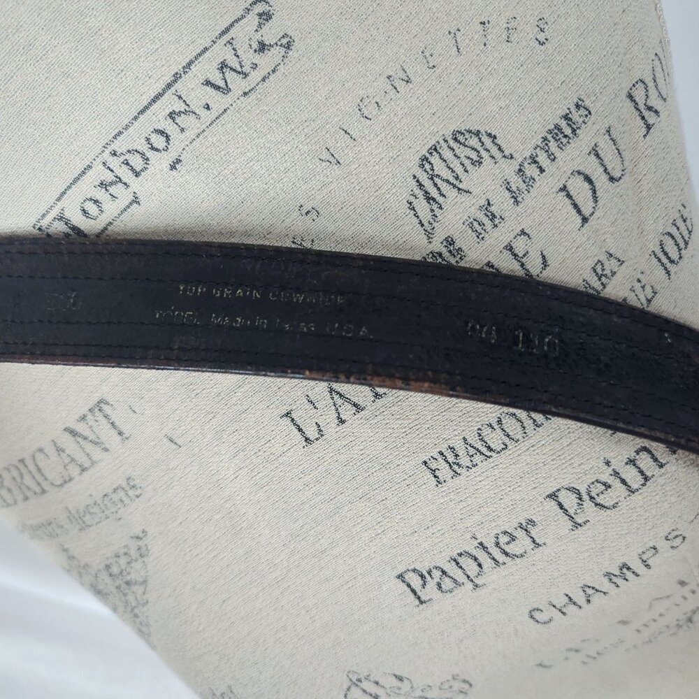 Vintage Western Textile Belt X Large Black Leather - Picture 9 of 9